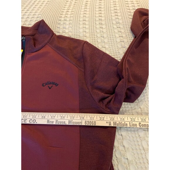 Callaway Mens PulloverJacket Sz Medium 1/4 Zip Maroon Burgundy Golf Long Sleeve - Picture 5 of 11